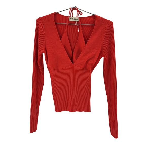 NICHOLAS Red Ribbed Knit Top - Picture 2 of 4